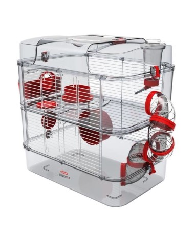 ZOLUX Cage sur 2 étages pour hamsters, souris et gerbilles - Rody3 duo - L 41 x p 27 x h 40,5 cm - Grenadine