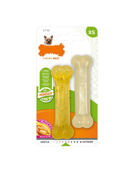 Jouet pour chien Nylabone Moderate Chew Twin Poulet Thermoplastique Taille XS (2 pcs)