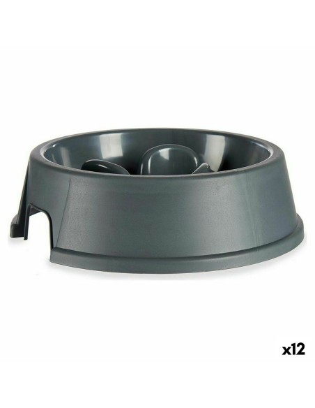 Gamelle à Alimentation Lente pour Animaux de Compagnie Anthracite Plastique (27 x 7,5 x 27 cm) (12 Unités)