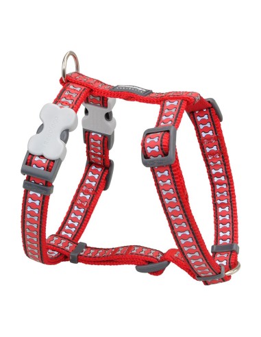 Harnais pour Chien Red Dingo Os Réfléchissant 25-39 cm Rouge