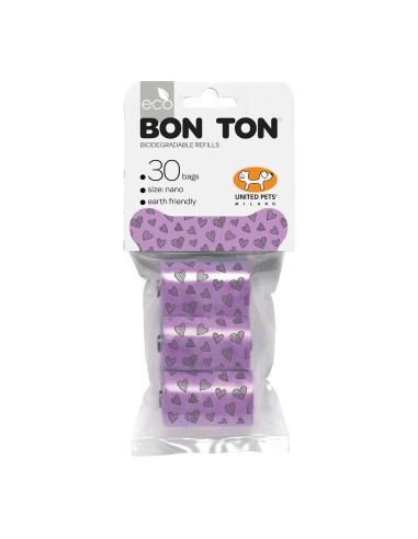 Sacs d'hygiène United Pets Bon Ton Nano Chien Violet (3 x 10 uds)