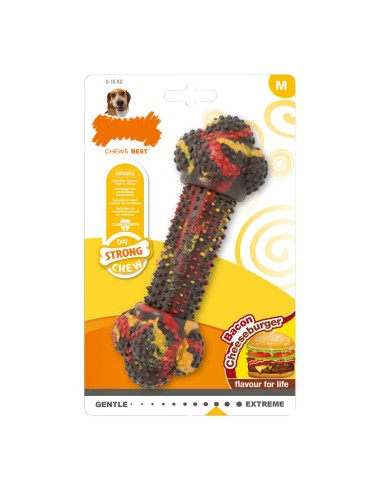 Jouet pour chien Nylabone Strong Chew Bacon Fromage Hamburgers Caoutchouc Taille M