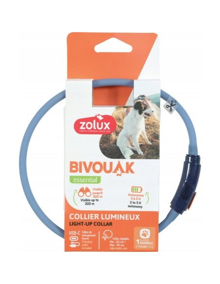 Collier pour Chien Zolux BIVOUAK LED Bleu 40 cm 20 cm